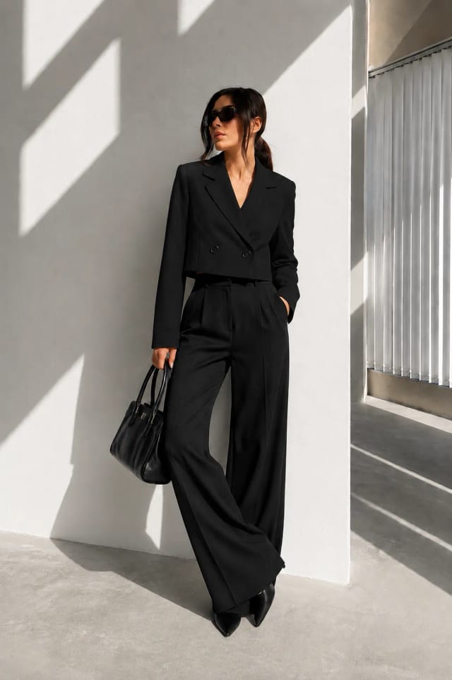 Crop Düğmeli Blazer Ceket MA10010 Siyah