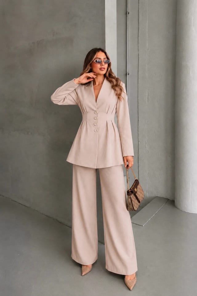 Belden Oturtmalı Blazer Ceketli Takım MA10002 Bej