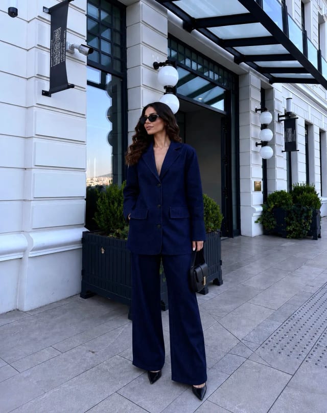 Kot Blazer Takım MA10056 Koyu Mavi