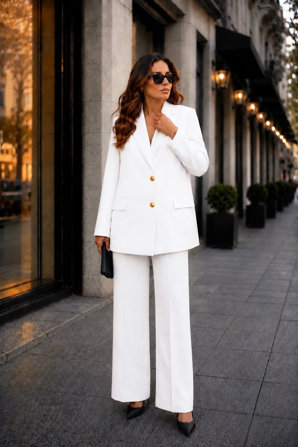 Premium Blazer Takım Beyaz