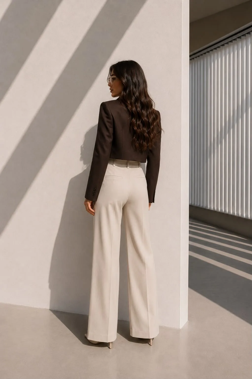 Crop Blazer Ceket Kahverengi
