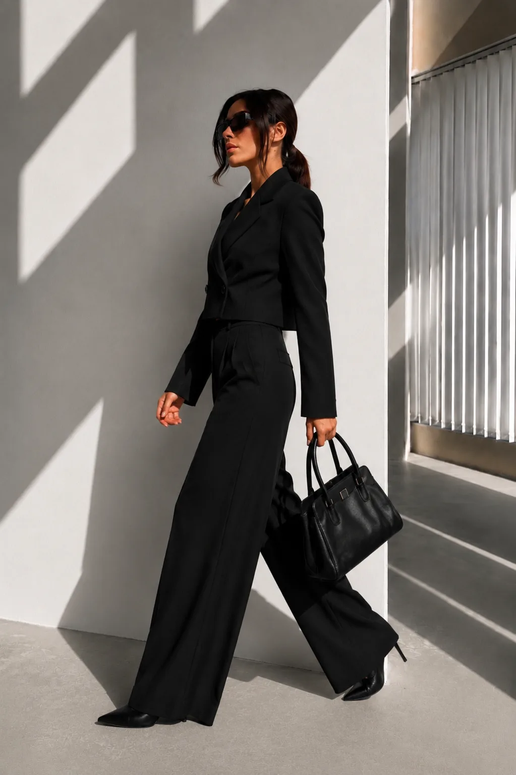 Crop Düğmeli Blazer Ceket Siyah