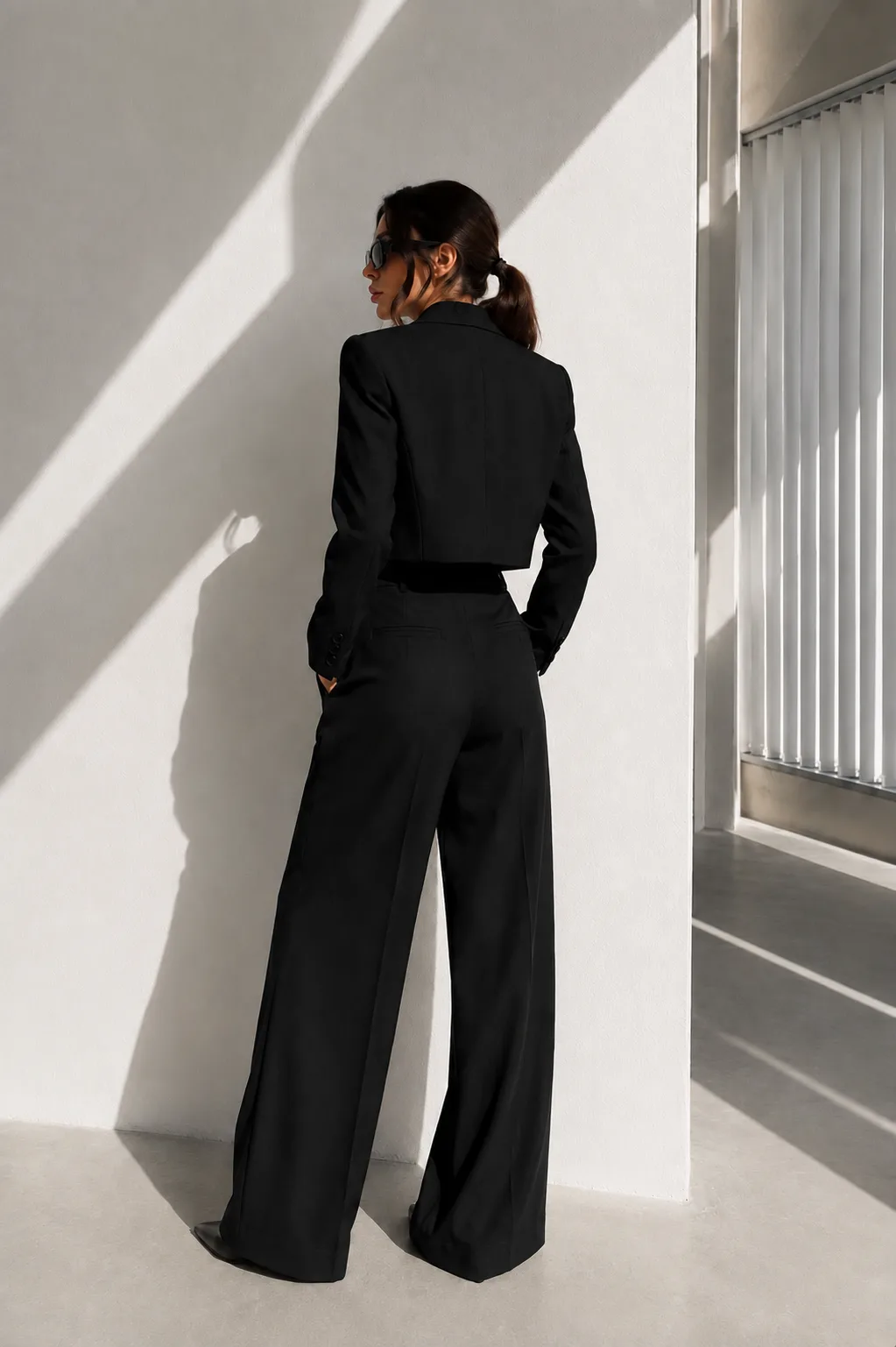 Crop Düğmeli Blazer Ceket Siyah
