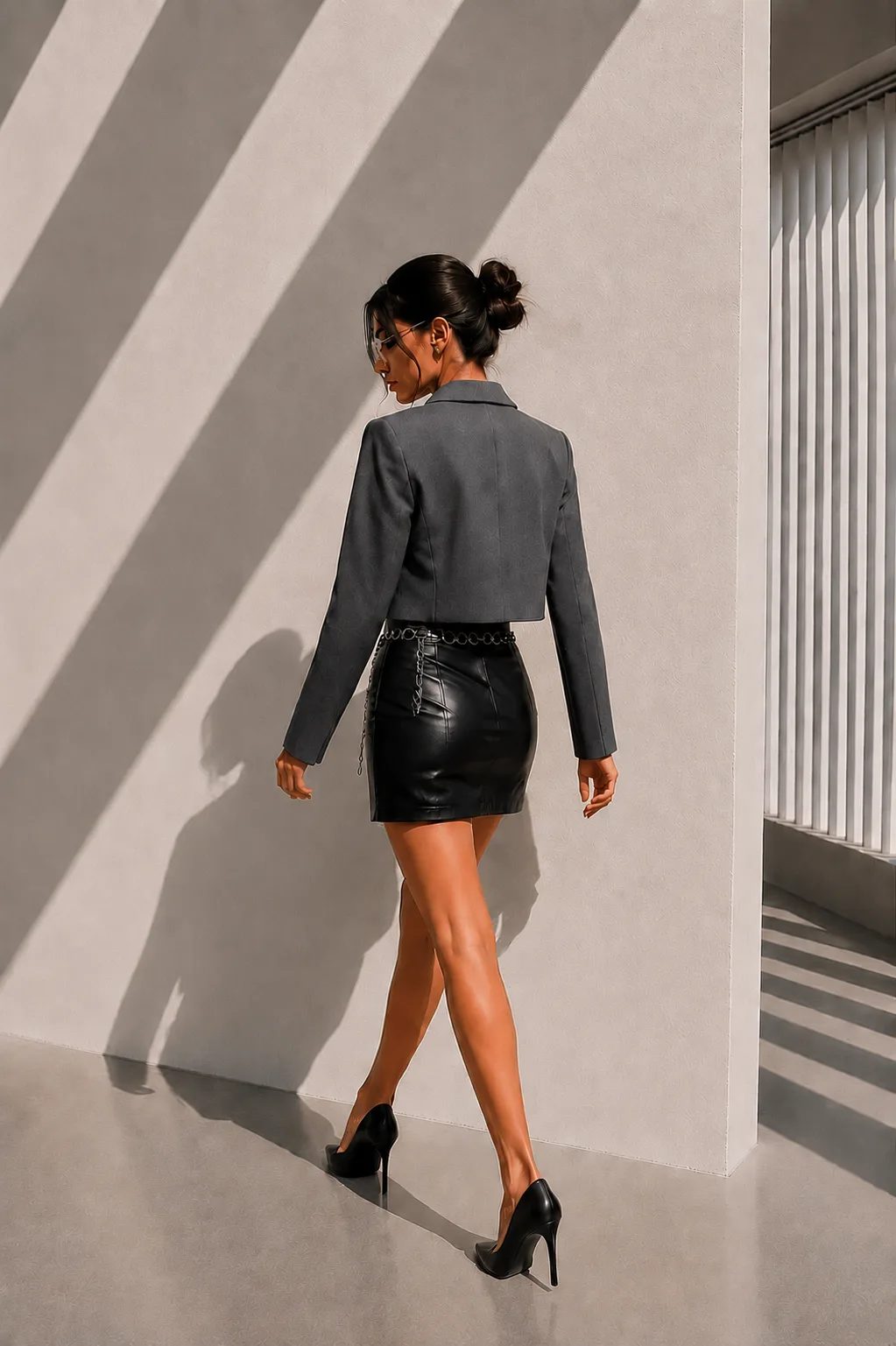 Crop Blazer Ceket Antrasit