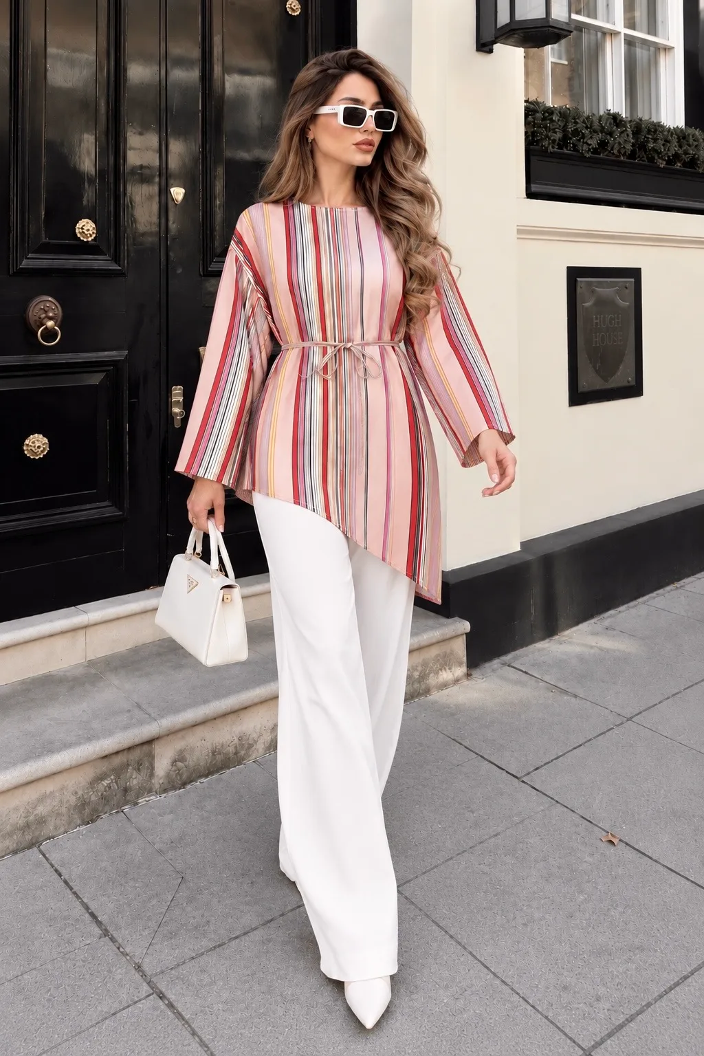 Renkli Asimetrik Kesim Tunik MA10075 Pembe